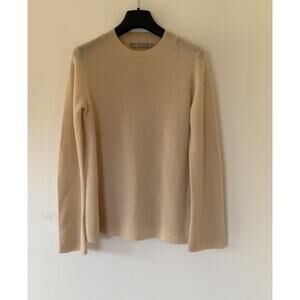 Vince 100% Cashmere Ribbed Crewneck Sweater Blush Ivory Color Size Small